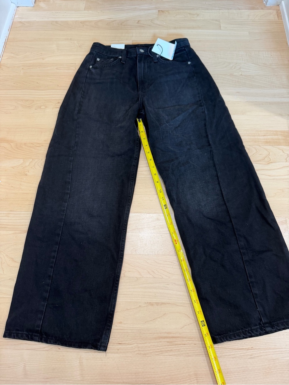 Zara Black Wide Ankle Crop Jeans